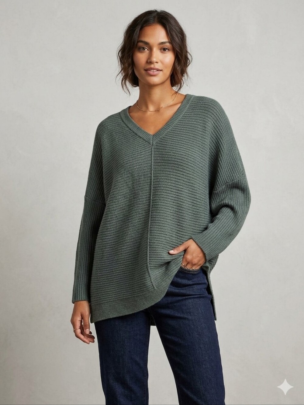 Adrianna Papell Ottoman Ribbed Tunic Sweater
